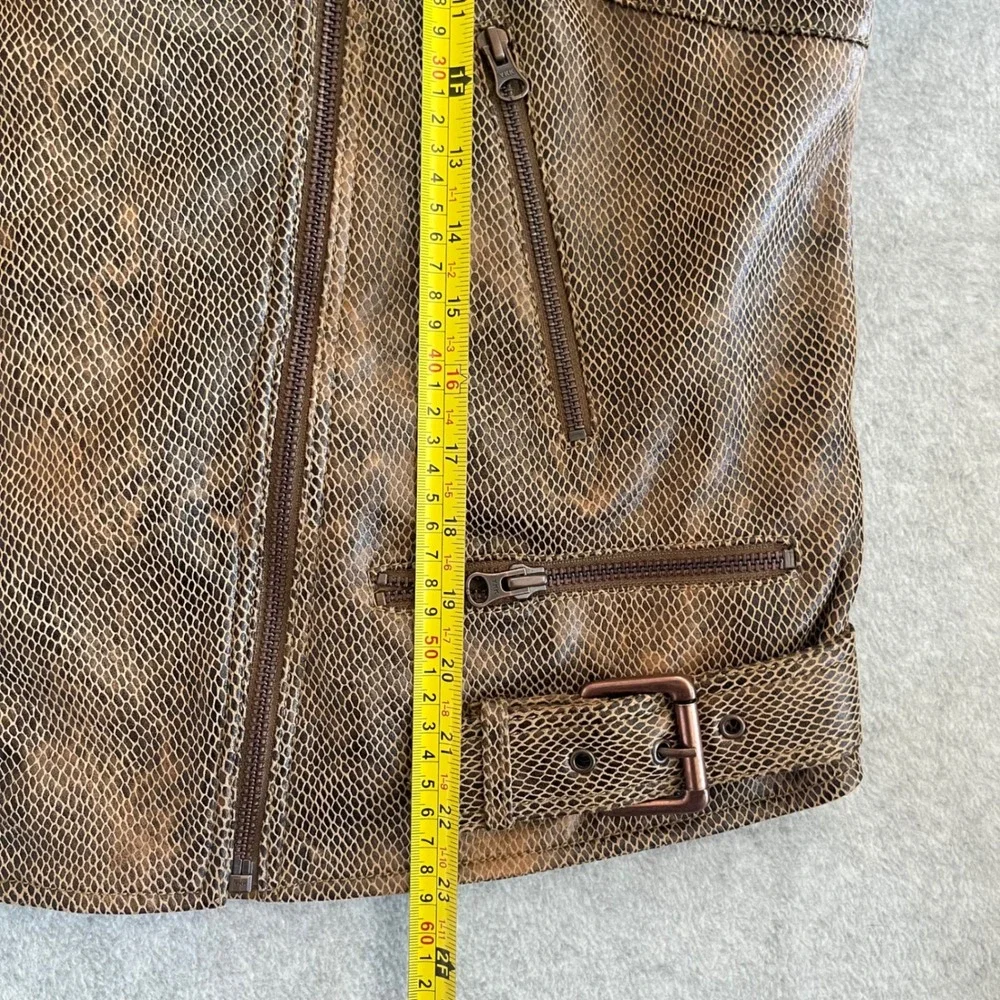 Free‎ People We The Free Snake Print Vegan Leather Moto Jacket Brown L NWT - Picture 8 of 15